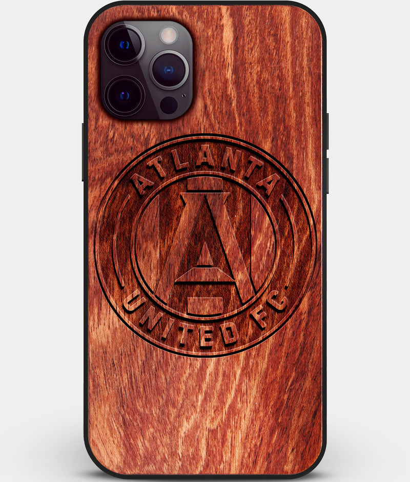 Custom Carved Wood Atlanta United FC iPhone 12 Pro Case | Personalized Mahogany Wood Atlanta United FC Cover, Birthday Gift, Gifts For Him, Monogrammed Gift For Fan | by Engraved In Nature