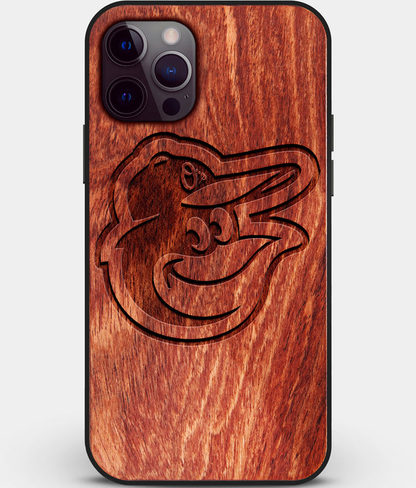 Custom Carved Wood Baltimore Orioles iPhone 12 Pro Case | Personalized Mahogany Wood Baltimore Orioles Cover, Birthday Gift, Gifts For Him, Monogrammed Gift For Fan | by Engraved In Nature