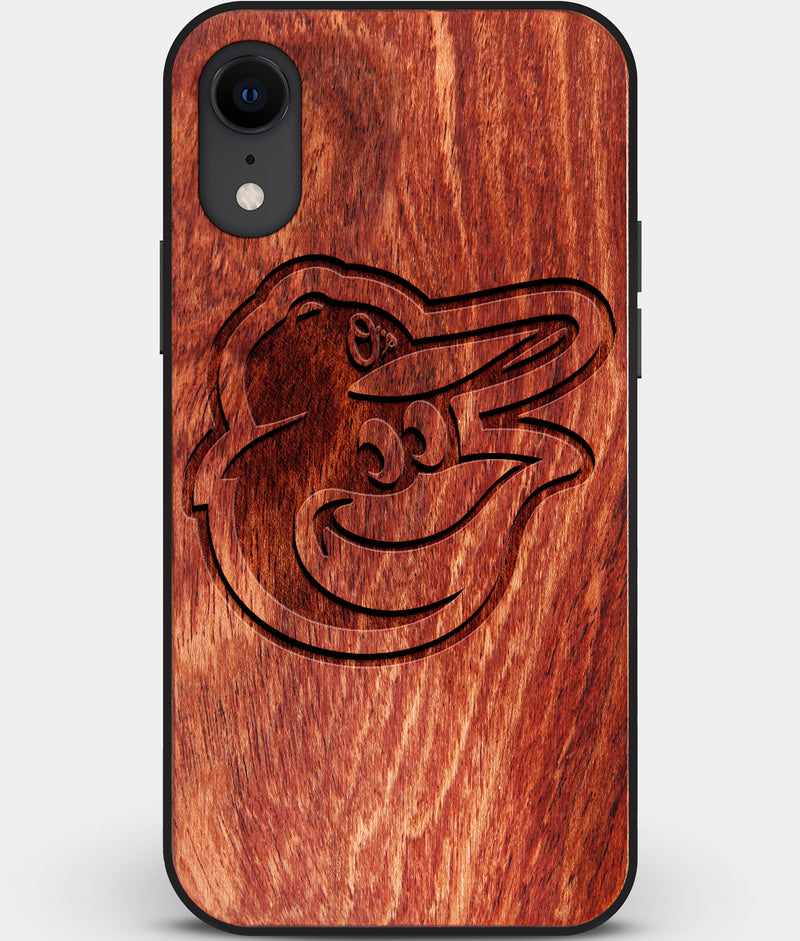 Custom Carved Wood Baltimore Orioles iPhone XR Case | Personalized Mahogany Wood Baltimore Orioles Cover, Birthday Gift, Gifts For Him, Monogrammed Gift For Fan | by Engraved In Nature