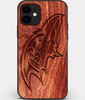 Custom Carved Wood Baltimore Ravens iPhone 11 Case | Personalized Mahogany Wood Baltimore Ravens Cover, Birthday Gift, Gifts For Him, Monogrammed Gift For Fan | by Engraved In Nature