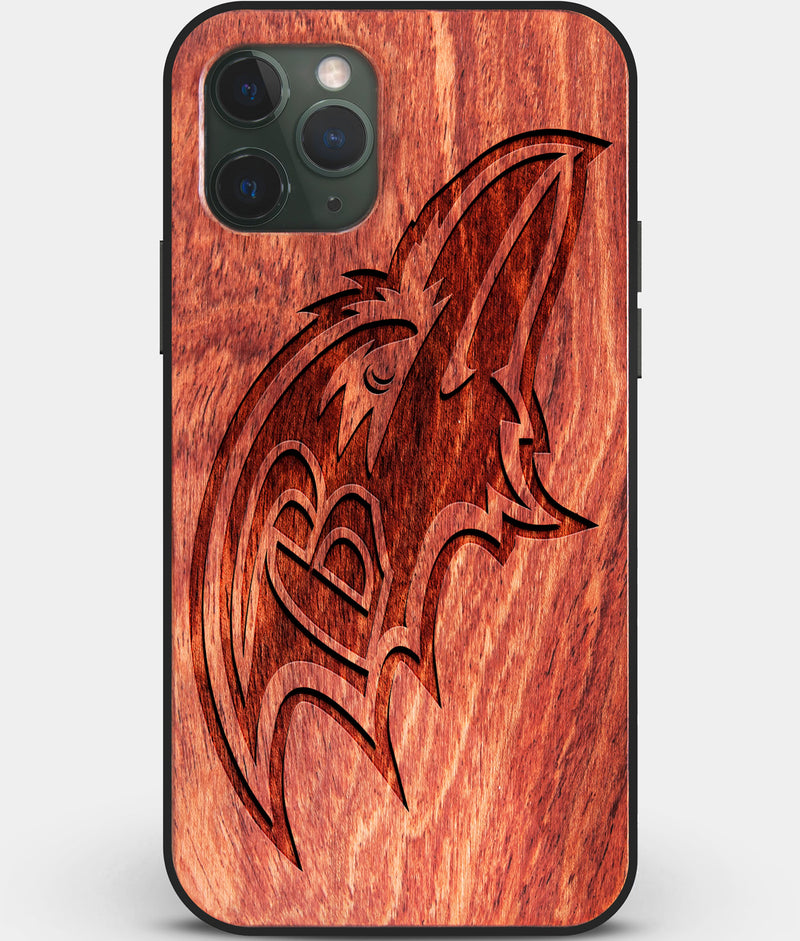 Custom Carved Wood Baltimore Ravens iPhone 11 Pro Case | Personalized Mahogany Wood Baltimore Ravens Cover, Birthday Gift, Gifts For Him, Monogrammed Gift For Fan | by Engraved In Nature