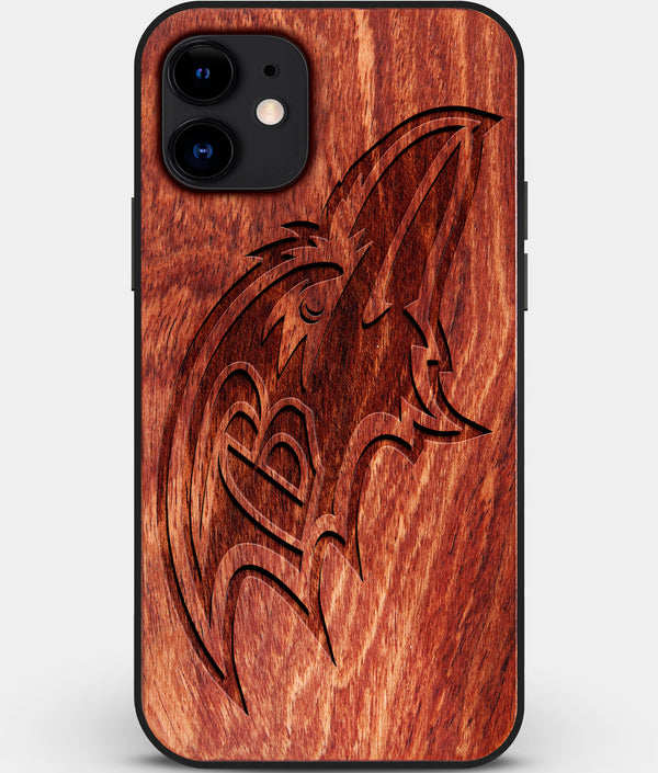 Custom Carved Wood Baltimore Ravens iPhone 12 Case | Personalized Mahogany Wood Baltimore Ravens Cover, Birthday Gift, Gifts For Him, Monogrammed Gift For Fan | by Engraved In Nature