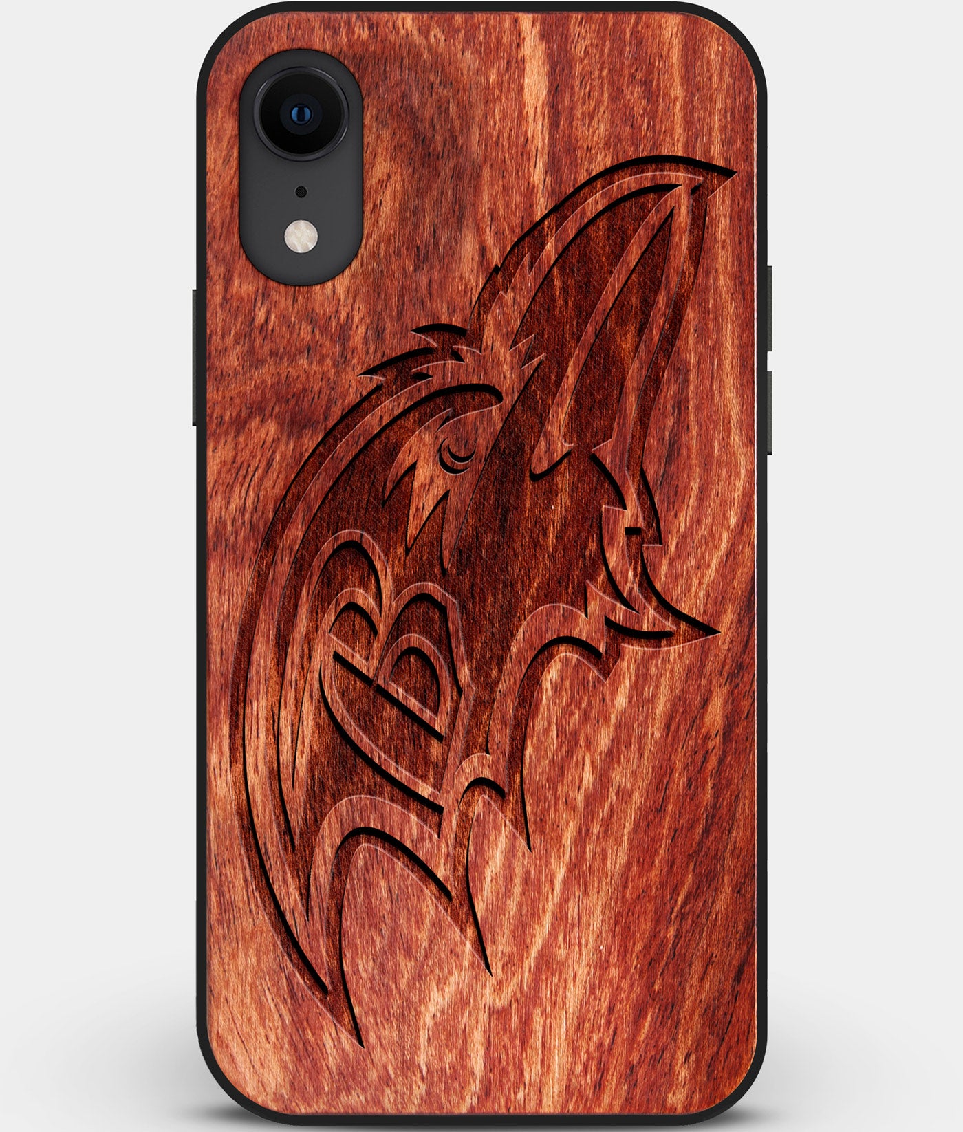 Custom Carved Wood Baltimore Ravens iPhone XR Case | Personalized Mahogany Wood Baltimore Ravens Cover, Birthday Gift, Gifts For Him, Monogrammed Gift For Fan | by Engraved In Nature