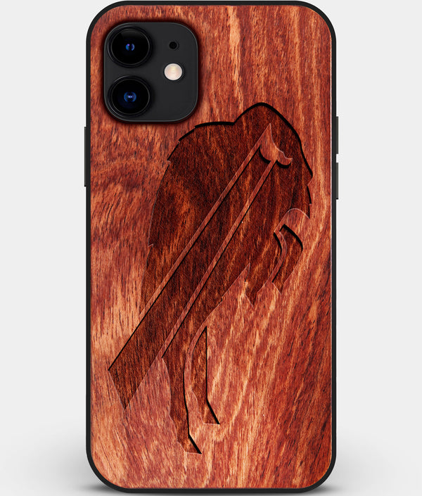 Custom Carved Wood Buffalo Bills iPhone 11 Case | Personalized Mahogany Wood Buffalo Bills Cover, Birthday Gift, Gifts For Him, Monogrammed Gift For Fan | by Engraved In Nature