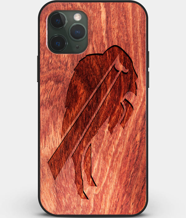 Custom Carved Wood Buffalo Bills iPhone 11 Pro Max Case | Personalized Mahogany Wood Buffalo Bills Cover, Birthday Gift, Gifts For Him, Monogrammed Gift For Fan | by Engraved In Nature