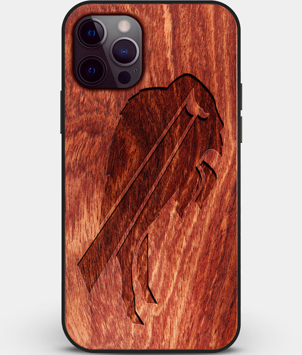 Custom Carved Wood Buffalo Bills iPhone 12 Pro Max Case | Personalized Mahogany Wood Buffalo Bills Cover, Birthday Gift, Gifts For Him, Monogrammed Gift For Fan | by Engraved In Nature
