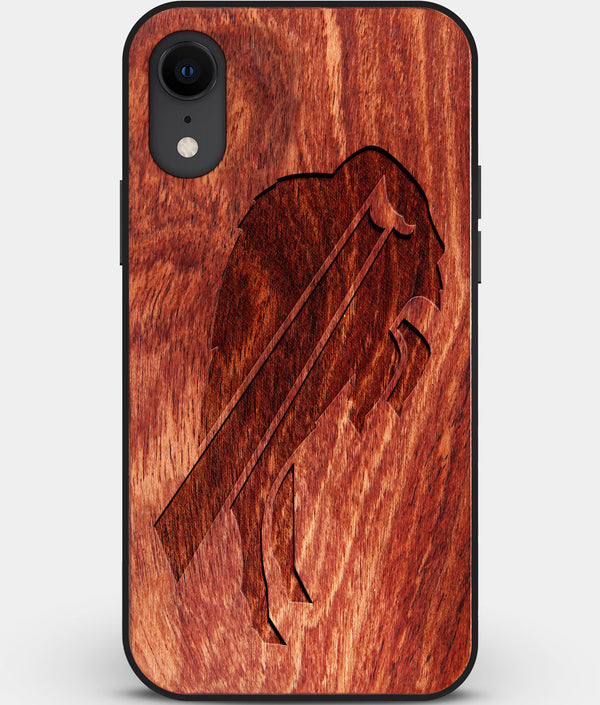 Custom Carved Wood Buffalo Bills iPhone XR Case | Personalized Mahogany Wood Buffalo Bills Cover, Birthday Gift, Gifts For Him, Monogrammed Gift For Fan | by Engraved In Nature