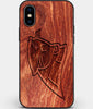 Custom Carved Wood Carolina Panthers iPhone X/XS Case | Personalized Mahogany Wood Carolina Panthers Cover, Birthday Gift, Gifts For Him, Monogrammed Gift For Fan | by Engraved In Nature