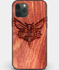 Custom Carved Wood Charlotte Hornets iPhone 11 Pro Case | Personalized Mahogany Wood Charlotte Hornets Cover, Birthday Gift, Gifts For Him, Monogrammed Gift For Fan | by Engraved In Nature