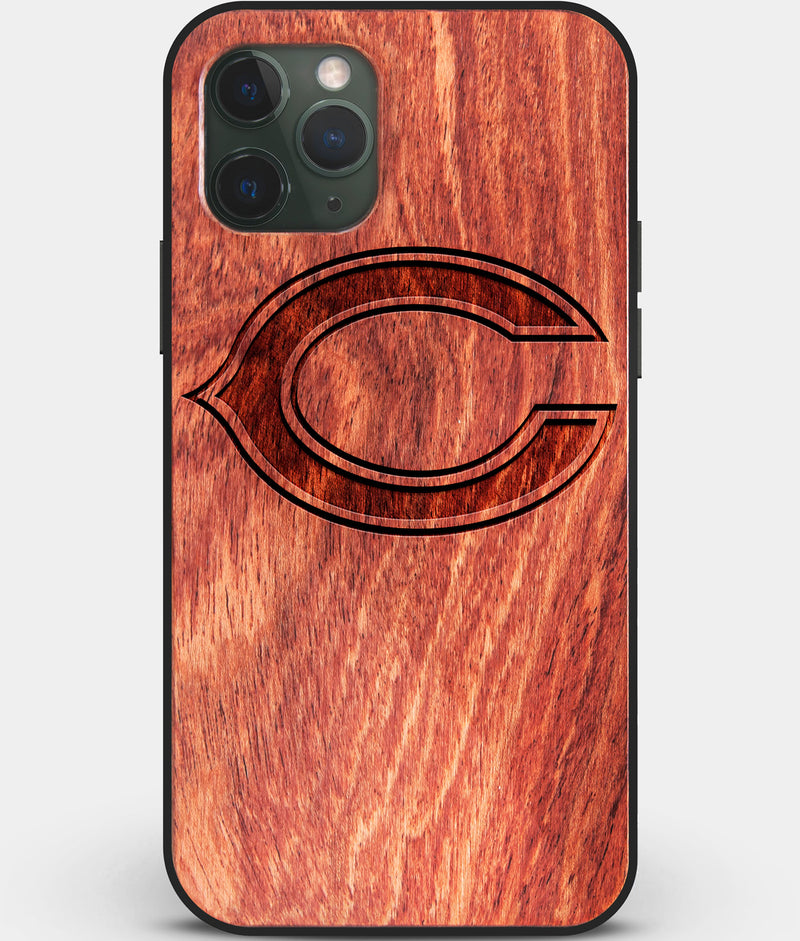 Custom Carved Wood Chicago Bears iPhone 11 Pro Case | Personalized Mahogany Wood Chicago Bears Cover, Birthday Gift, Gifts For Him, Monogrammed Gift For Fan | by Engraved In Nature