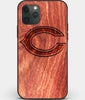 Custom Carved Wood Chicago Bears iPhone 11 Pro Case | Personalized Mahogany Wood Chicago Bears Cover, Birthday Gift, Gifts For Him, Monogrammed Gift For Fan | by Engraved In Nature