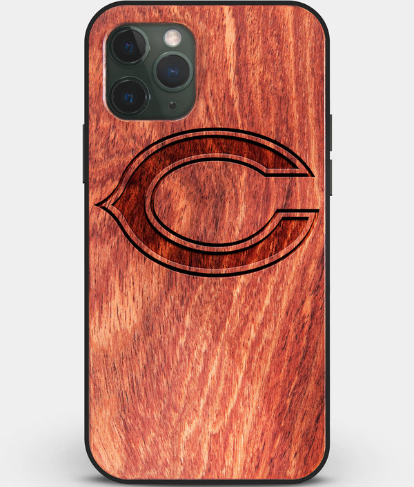 Custom Carved Wood Chicago Bears iPhone 11 Pro Max Case | Personalized Mahogany Wood Chicago Bears Cover, Birthday Gift, Gifts For Him, Monogrammed Gift For Fan | by Engraved In Nature