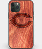 Custom Carved Wood Chicago Bears iPhone 11 Pro Max Case | Personalized Mahogany Wood Chicago Bears Cover, Birthday Gift, Gifts For Him, Monogrammed Gift For Fan | by Engraved In Nature