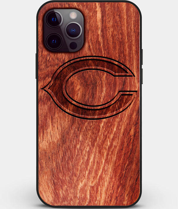 Custom Carved Wood Chicago Bears iPhone 12 Pro Case | Personalized Mahogany Wood Chicago Bears Cover, Birthday Gift, Gifts For Him, Monogrammed Gift For Fan | by Engraved In Nature
