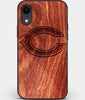 Custom Carved Wood Chicago Bears iPhone XR Case | Personalized Mahogany Wood Chicago Bears Cover, Birthday Gift, Gifts For Him, Monogrammed Gift For Fan | by Engraved In Nature