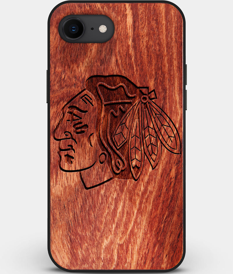 Best Custom Engraved Wood Chicago Blackhawks iPhone SE Case - Engraved In Nature