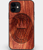 Custom Carved Wood Chicago Fire SC iPhone 12 Mini Case | Personalized Mahogany Wood Chicago Fire SC Cover, Birthday Gift, Gifts For Him, Monogrammed Gift For Fan | by Engraved In Nature