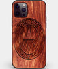 Custom Carved Wood Chicago Fire SC iPhone 12 Pro Case | Personalized Mahogany Wood Chicago Fire SC Cover, Birthday Gift, Gifts For Him, Monogrammed Gift For Fan | by Engraved In Nature