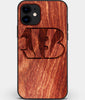 Custom Carved Wood Cincinnati Bengals iPhone 11 Case | Personalized Mahogany Wood Cincinnati Bengals Cover, Birthday Gift, Gifts For Him, Monogrammed Gift For Fan | by Engraved In Nature