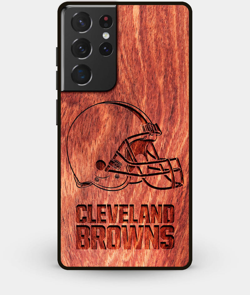 Best Wood Cleveland Browns Galaxy S21 Ultra Case - Custom Engraved Cover - Engraved In Nature