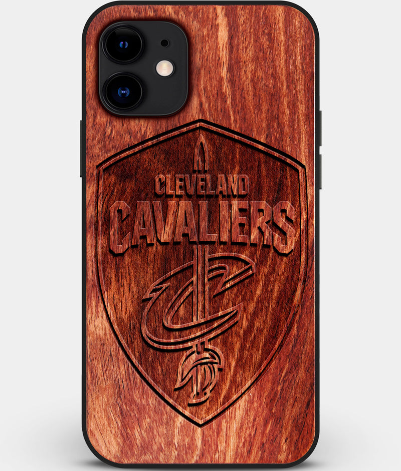 Custom Carved Wood Cleveland Cavaliers iPhone 11 Case | Personalized Mahogany Wood Cleveland Cavaliers Cover, Birthday Gift, Gifts For Him, Monogrammed Gift For Fan | by Engraved In Nature