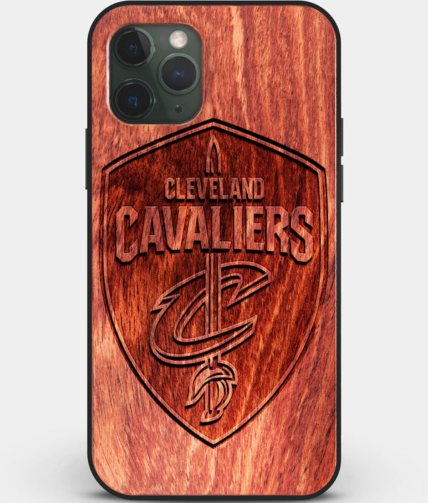 Custom Carved Wood Cleveland Cavaliers iPhone 11 Pro Case | Personalized Mahogany Wood Cleveland Cavaliers Cover, Birthday Gift, Gifts For Him, Monogrammed Gift For Fan | by Engraved In Nature
