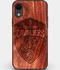 Custom Carved Wood Cleveland Cavaliers iPhone XR Case | Personalized Mahogany Wood Cleveland Cavaliers Cover, Birthday Gift, Gifts For Him, Monogrammed Gift For Fan | by Engraved In Nature