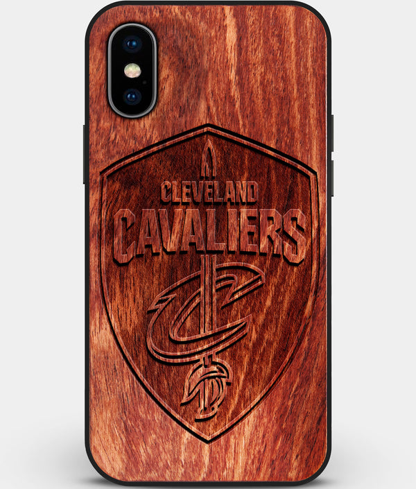 Custom Carved Wood Cleveland Cavaliers iPhone XS Max Case | Personalized Mahogany Wood Cleveland Cavaliers Cover, Birthday Gift, Gifts For Him, Monogrammed Gift For Fan | by Engraved In Nature