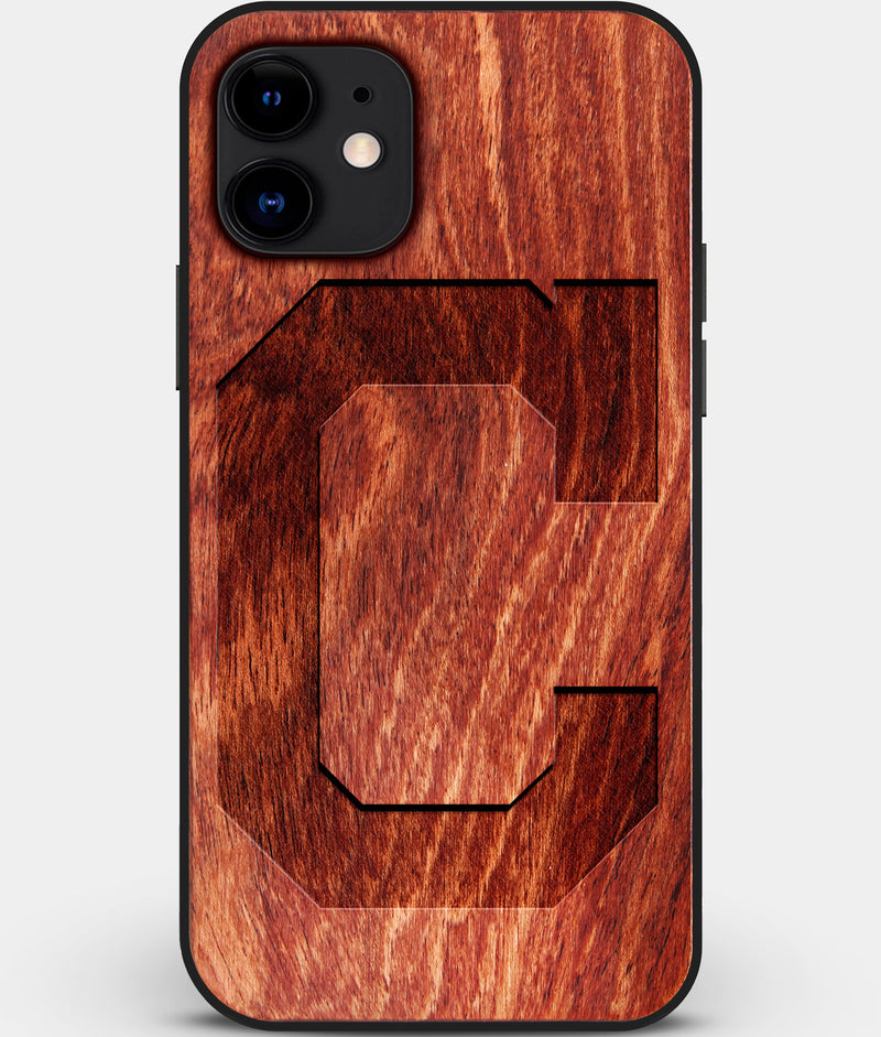 Custom Carved Wood Cleveland Guardians iPhone 12 Mini Case | Personalized Mahogany Wood Cleveland Guardians Cover, Birthday Gift, Gifts For Him, Monogrammed Gift For Fan | by Engraved In Nature