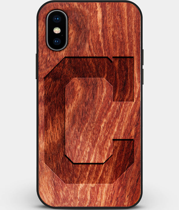 Custom Carved Wood Cleveland Guardians iPhone X/XS Case | Personalized Mahogany Wood Cleveland Guardians Cover, Birthday Gift, Gifts For Him, Monogrammed Gift For Fan | by Engraved In Nature