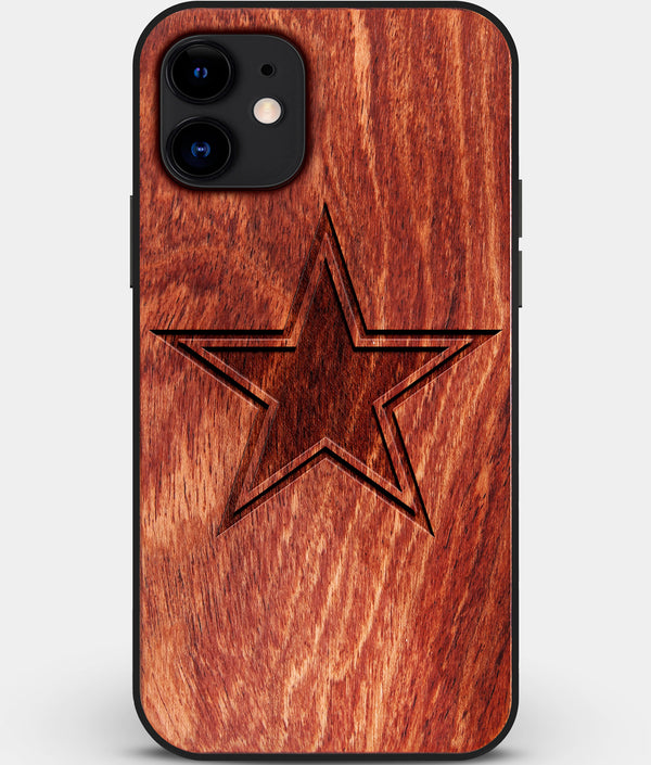 Custom Carved Wood Dallas Cowboys iPhone 11 Case | Personalized Mahogany Wood Dallas Cowboys Cover, Birthday Gift, Gifts For Him, Monogrammed Gift For Fan | by Engraved In Nature