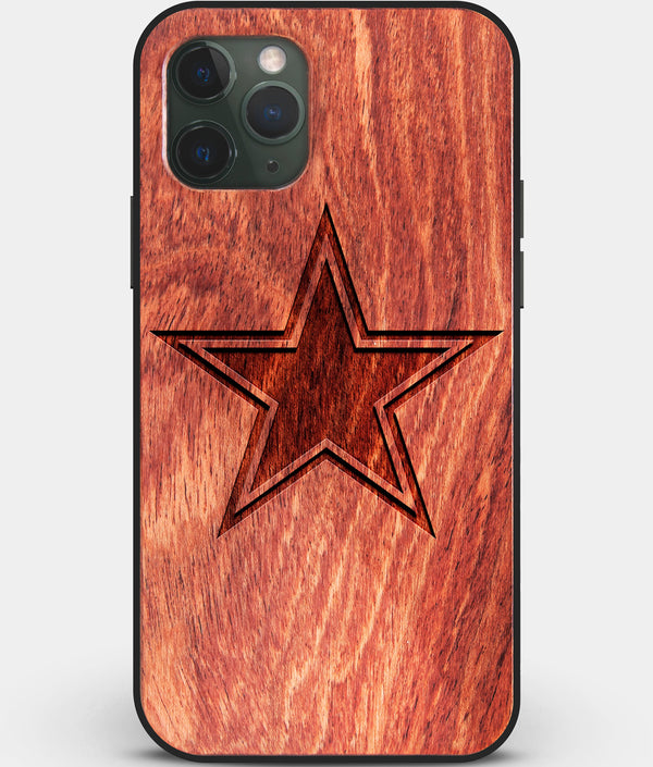 Custom Carved Wood Dallas Cowboys iPhone 11 Pro Case | Personalized Mahogany Wood Dallas Cowboys Cover, Birthday Gift, Gifts For Him, Monogrammed Gift For Fan | by Engraved In Nature