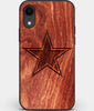 Custom Carved Wood Dallas Cowboys iPhone XR Case | Personalized Mahogany Wood Dallas Cowboys Cover, Birthday Gift, Gifts For Him, Monogrammed Gift For Fan | by Engraved In Nature