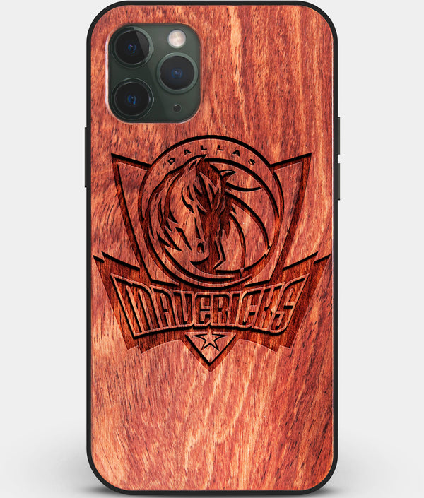 Custom Carved Wood Dallas Mavericks iPhone 11 Pro Case | Personalized Mahogany Wood Dallas Mavericks Cover, Birthday Gift, Gifts For Him, Monogrammed Gift For Fan | by Engraved In Nature