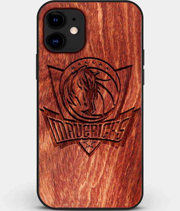 Custom Carved Wood Dallas Mavericks iPhone 12 Case | Personalized Mahogany Wood Dallas Mavericks Cover, Birthday Gift, Gifts For Him, Monogrammed Gift For Fan | by Engraved In Nature