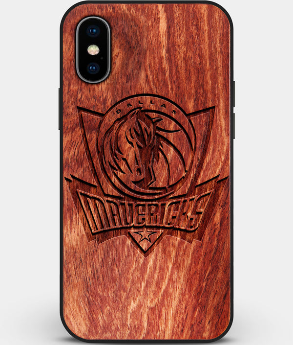 Custom Carved Wood Dallas Mavericks iPhone X/XS Case | Personalized Mahogany Wood Dallas Mavericks Cover, Birthday Gift, Gifts For Him, Monogrammed Gift For Fan | by Engraved In Nature