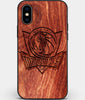 Custom Carved Wood Dallas Mavericks iPhone X/XS Case | Personalized Mahogany Wood Dallas Mavericks Cover, Birthday Gift, Gifts For Him, Monogrammed Gift For Fan | by Engraved In Nature