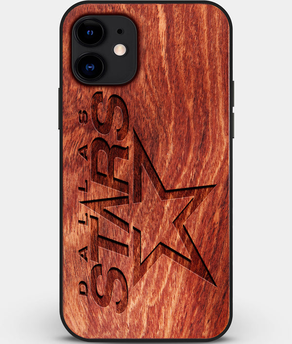 Custom Carved Wood Dallas Stars iPhone 12 Case | Personalized Mahogany Wood Dallas Stars Cover, Birthday Gift, Gifts For Him, Monogrammed Gift For Fan | by Engraved In Nature