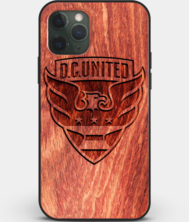 Custom Carved Wood D.C. United iPhone 11 Pro Max Case | Personalized Mahogany Wood D.C. United Cover, Birthday Gift, Gifts For Him, Monogrammed Gift For Fan | by Engraved In Nature
