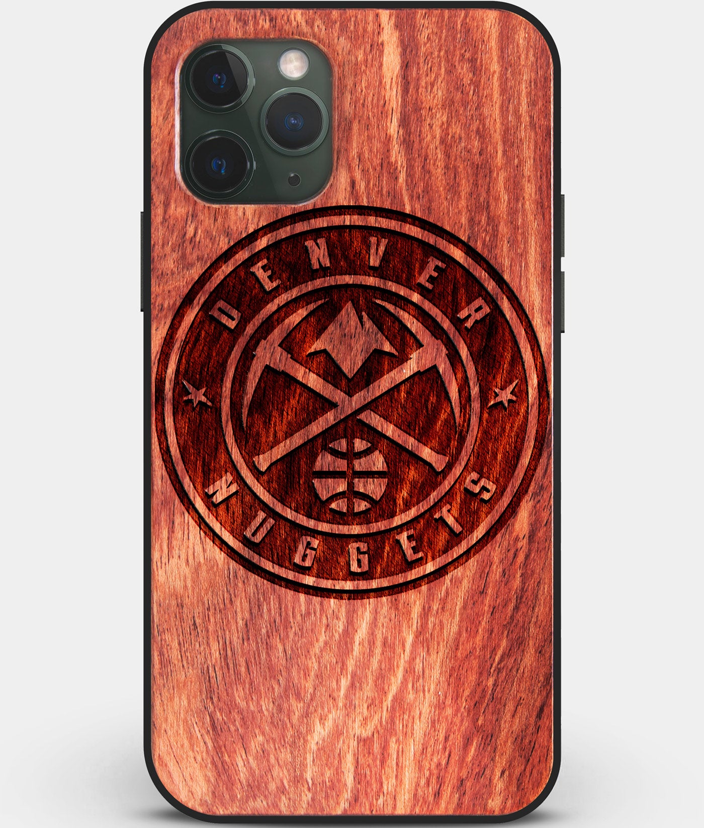 Custom Carved Wood Denver Nuggets iPhone 11 Pro Case | Personalized Mahogany Wood Denver Nuggets Cover, Birthday Gift, Gifts For Him, Monogrammed Gift For Fan | by Engraved In Nature