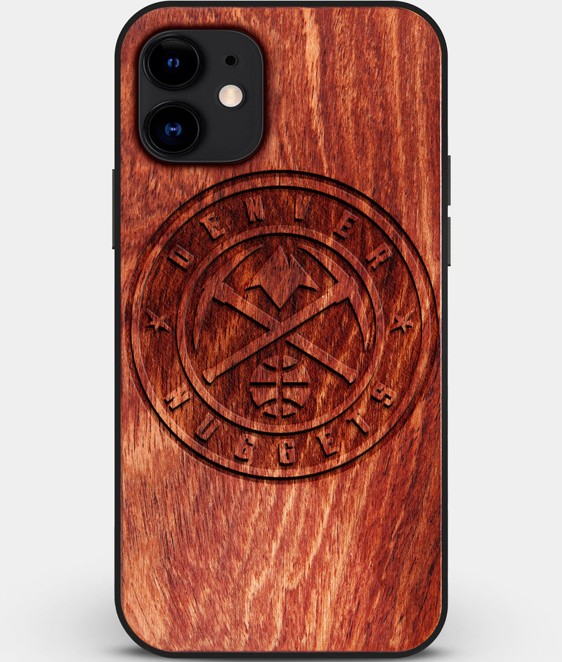 Custom Carved Wood Denver Nuggets iPhone 12 Case | Personalized Mahogany Wood Denver Nuggets Cover, Birthday Gift, Gifts For Him, Monogrammed Gift For Fan | by Engraved In Nature