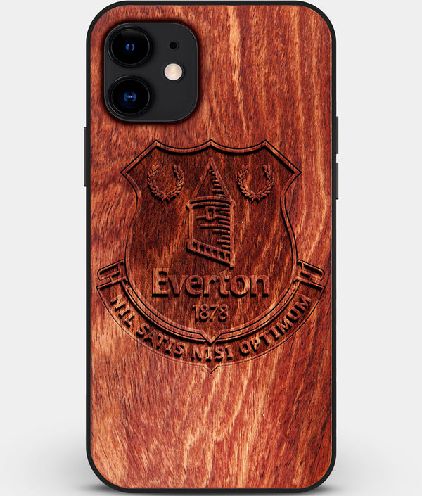 Custom Carved Wood Everton F.C. iPhone 11 Case | Personalized Mahogany Wood Everton F.C. Cover, Birthday Gift, Gifts For Him, Monogrammed Gift For Fan | by Engraved In Nature