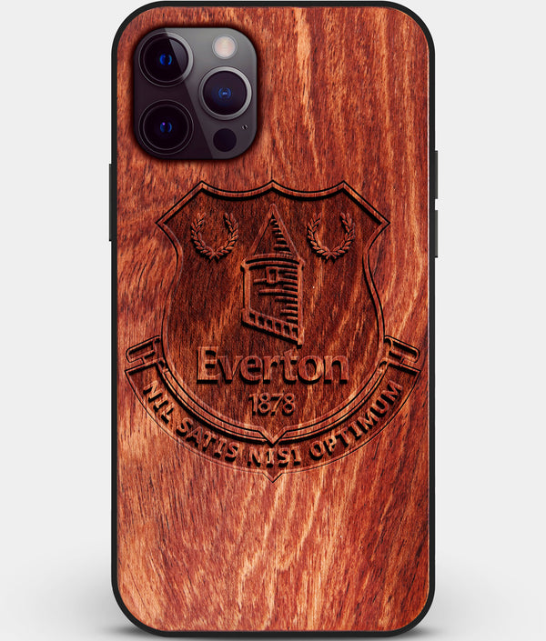 Custom Carved Wood Everton F.C. iPhone 12 Pro Case | Personalized Mahogany Wood Everton F.C. Cover, Birthday Gift, Gifts For Him, Monogrammed Gift For Fan | by Engraved In Nature