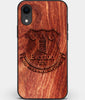 Custom Carved Wood Everton F.C. iPhone XR Case | Personalized Mahogany Wood Everton F.C. Cover, Birthday Gift, Gifts For Him, Monogrammed Gift For Fan | by Engraved In Nature
