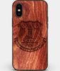 Custom Carved Wood Everton F.C. iPhone XS Max Case | Personalized Mahogany Wood Everton F.C. Cover, Birthday Gift, Gifts For Him, Monogrammed Gift For Fan | by Engraved In Nature