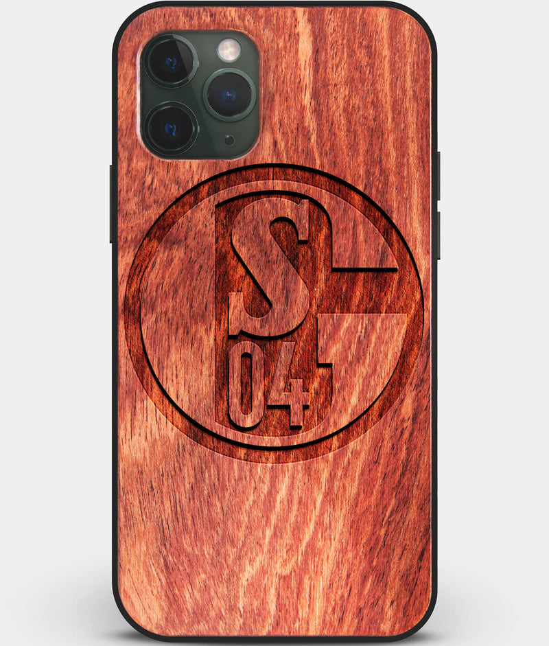 Custom Carved Wood FC Schalke 04 iPhone 11 Pro Case | Personalized Mahogany Wood FC Schalke 04 Cover, Birthday Gift, Gifts For Him, Monogrammed Gift For Fan | by Engraved In Nature