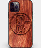 Custom Carved Wood FC Schalke 04 iPhone 12 Pro Case | Personalized Mahogany Wood FC Schalke 04 Cover, Birthday Gift, Gifts For Him, Monogrammed Gift For Fan | by Engraved In Nature