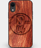 Custom Carved Wood FC Schalke 04 iPhone XR Case | Personalized Mahogany Wood FC Schalke 04 Cover, Birthday Gift, Gifts For Him, Monogrammed Gift For Fan | by Engraved In Nature