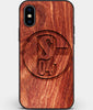 Custom Carved Wood FC Schalke 04 iPhone X/XS Case | Personalized Mahogany Wood FC Schalke 04 Cover, Birthday Gift, Gifts For Him, Monogrammed Gift For Fan | by Engraved In Nature