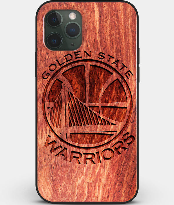 Custom Carved Wood Golden State Warriors iPhone 11 Pro Case | Personalized Mahogany Wood Golden State Warriors Cover, Birthday Gift, Gifts For Him, Monogrammed Gift For Fan | by Engraved In Nature
